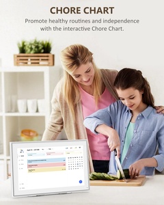 INSOVISION 15.6" Smart <b>Electronic</b> Wall-mounted Digital Planner <b>Calendar</b> with Wood Frame 1920x1080 Resolution - Product Image 4