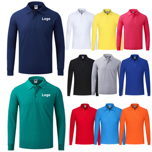 Custom Embroidery Logo Button Workwear 220 GSM Golf Polo Shirts Cotton Polyester Long Sleeve Plain Polo T Shirts for Men Women