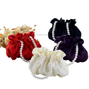 New Style Cute Pearl Satin Handbag <b>Small</b> Tote Cheongsam Evening Gown <b>Bucket</b> Bag With Polyester Magnetic Closure Tanjing - Product Image 1