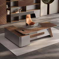 Bureau de direction de luxe en forme de L, finition brillante, durable, écologique, anti-rayures, convertible, en MDF E1