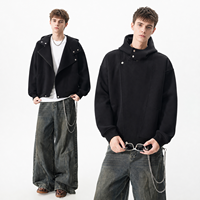 Blouson à capuche grande taille pour homme, sweat-shirt surdimensionné à boutons et fermeture éclair, 400G, manches longues, streetwear décontracté, prêt pour la vente en gros