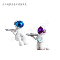 Verspielte Astronauten-Statue mit Serviertablett Maßgefertigtes Harz-Geschenk Bonbonschale Schreibtisch-Accessoire Ideales Kosmisches Geschenk für Wohndekoration