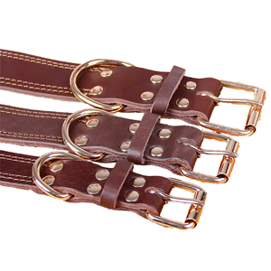 <span class=keywords><strong>Collar</strong></span> de perro de cuero de vaca resistente de lujo, collares para mascotas de <span class=keywords><strong>Color</strong></span> sólido, <span class=keywords><strong>Collar</strong></span> de perro ajustable con hebilla de Metal dorado - Product Image 5