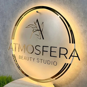 Panneau d'affichage rétro-éclairé avec logo mural pour salon de beauté, enseigne commerciale circulaire LED néon en acrylique pour la publicité - Product Image 2