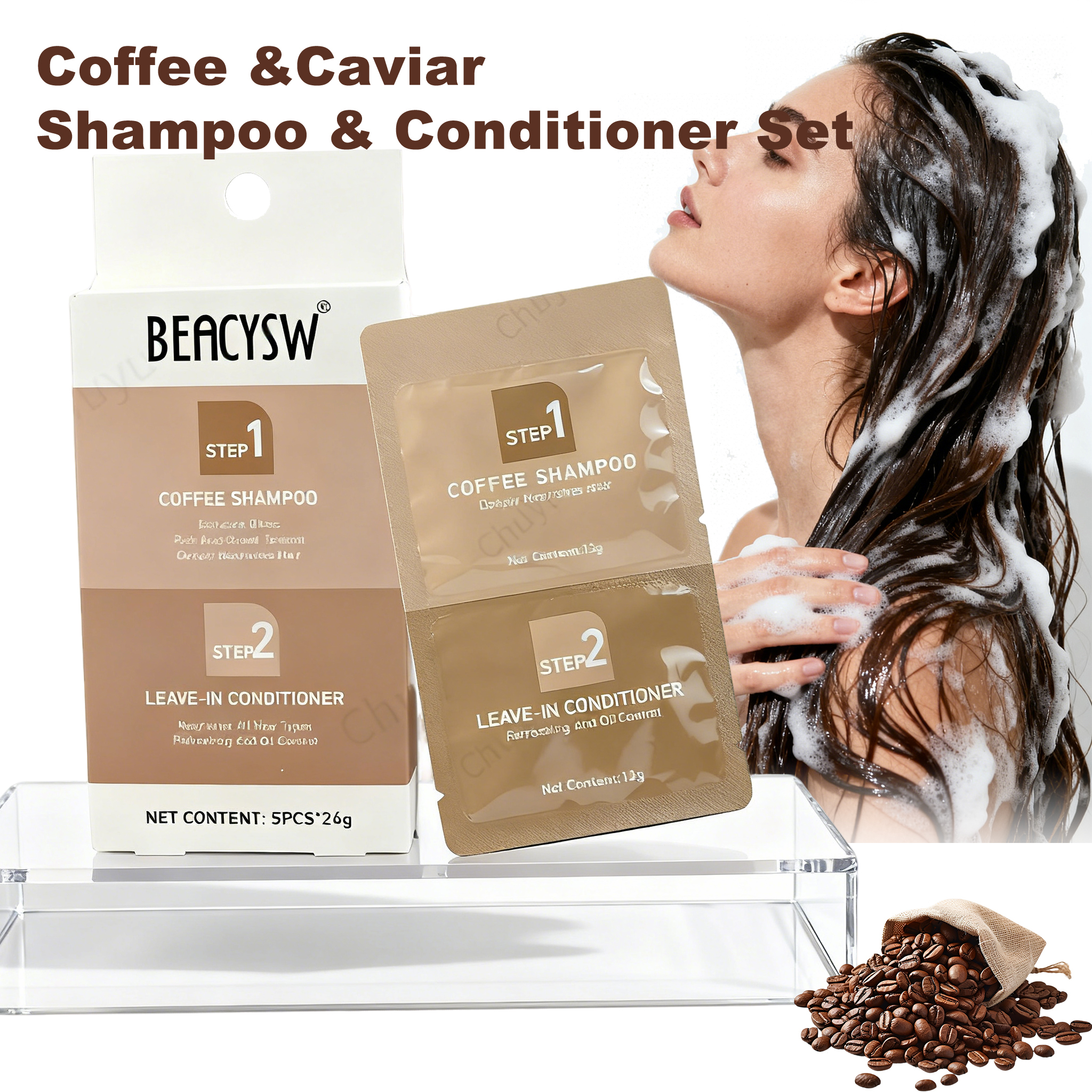 Caffeine & Caviar Hair Thickening Set - Strengthening Shampoo & Conditioner for Damaged Repair, Nourishing Scalp Care, Shine