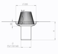 Drain de toit plat haute qualité personnalisable à haut débit avec grille anti-feuilles pour membranes de toiture en bitume et autres membranes.