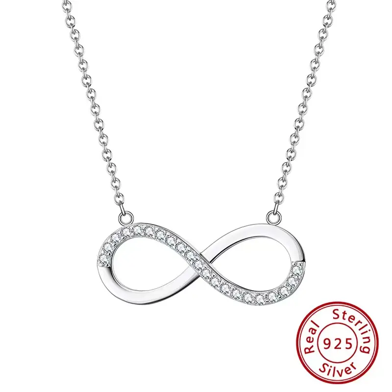 Hot Selling 925 Sterling Zilveren Micro Infinity Hanger Zirkonia Ketting Sieraden Voor Vrouwen