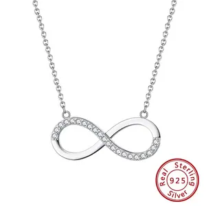 Хит продаж 925 стерлингового серебра микро Бесконечность Кулон Цирконий ожерелье ювелирные изделия для женщин