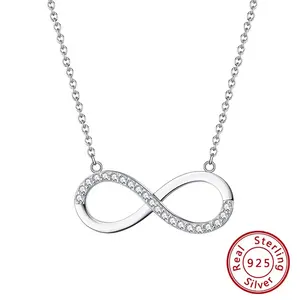 Schlussverkauf 925 Sterlingsilber Mikro Unendlichkeit Anhänger Zirkonia Halskette Schmuck für Damen