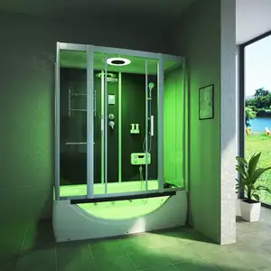 Bath tubs and showers luxury rectangular shape black color steam shower cabin sliding wet room