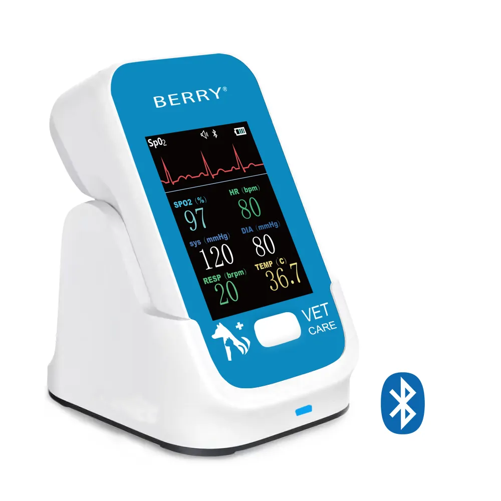 BERRY Am6200 monitor tanda vital nirkabel alat pengukur tekanan dokter hewan diagnostik hewan peliharaan