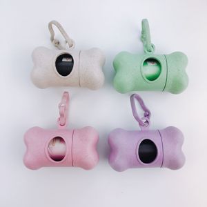 Çevre dostu buğday samanı biyobozunur kemik şekli Pet köpekler için dışkı torbası dağıtıcısı Pet atık torbası tutucu - Product Image 1