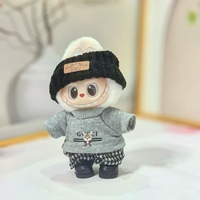 Nouvel ensemble de vêtements en coton pour poupée Labubu de 17 cm, style urbain cool et tendance, avec T-shirt, pour remplacement de costume de jouet en peluche, idéal pour porte-clés