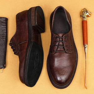 Chaussures Derby décontractées personnalisées pour affaires chaussures formelles en cuir véritable de qualité supérieure chaussures en cuir Goodyear fabriquées à la main rétro en cuir de cheval - Product Image 1