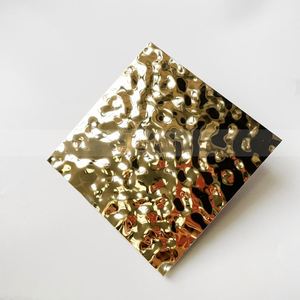 Plaques en acier inoxydable EX425 PVD Gold Water Ripple, panneaux muraux 3D ondulés pour la décoration d'hôtel - Product Image 2