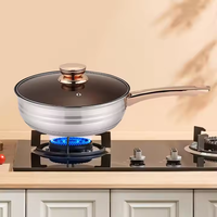 Set Peralatan Masak Stainless Steel 12-Piece Double Bottom, Kombinasi Wajan, Panci Susu, Panci Sup, Tanpa Lapisan