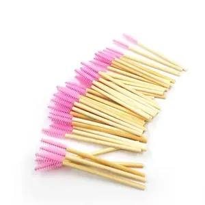 Makeup Disposable tools Eco bamboo handle pink mascara wands 50pcs/pack factory wholesale mascara wand Ready to ship