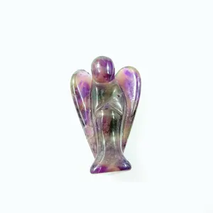 Manufactory Natural 2 Inch Amethyst Angel Statue Cheap Price Home Stone Animal Sculpture Crafts