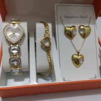 Ensemble de 5 montres analogiques à quartz pour femmes, bracelet en acier inoxydable, ensemble de bijoux (sans boîte)