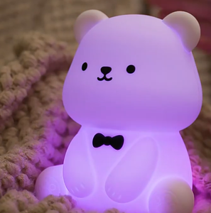 Bear Silicone Night <b>Light</b> USB Rechargeable LED Kids Bedroom Lamp Tap Control Color Changing RGB Dimmable Nursery Lamp <b>with</b> <b>timer</b> - Product Image 3