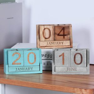 Blocs de <span class=keywords><strong>calendrier</strong></span> de date permanents de bureau définis par l'utilisateur de décoration de bureau rétro pour le <span class=keywords><strong>calendrier</strong></span> <span class=keywords><strong>en</strong></span> <span class=keywords><strong>bois</strong></span> de cadeau de Noël - Product Image 1
