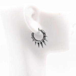 Punk <b>Titanium</b> Steel Retro Earrings Easy Buckle Design Men and Women Hoop Earrings 316 Stainless Steel Men's Jewelry Wholesale - Product Image 6