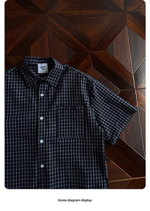 Camisa de Franela Personalizada para Hombre, Estilo Japonés Retro, con Bloques de Color, Transpirable, Bordada, con Cuello Camisero y un Solo Botón - Product Image 3