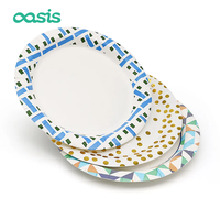 Assiettes jetables en papier kraft Oasis, personnalisées, écologiques et compostables, pour restaurants et fêtes, 6, 9, 10, 12 pouces