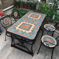 Meubles de patio modernes de haute qualité en gros, table et chaises de salle à manger en fer forgé pour l'extérieur
