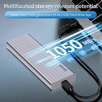 Lexar E6 Aluminium NVMe M.2 Portable SSD Enclosure Case Type-C USB3.2 Gen 2 Hard Drive Eksternal 10Gbps untuk Kotak Disk SSD M.2