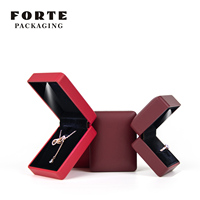 Boîte de présentation de bijoux LED personnalisée FORTE avec options multicolores en cuir PU, logo personnalisé pour un emballage de luxe