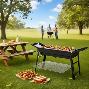 Parrilla de Carbón Ligera de 23 Pulgadas, Parrilla Portátil de Acero Inoxidable para Exteriores, para Picnics y Fiestas en la Playa, con Parrilla Desmontable - Product Image 2