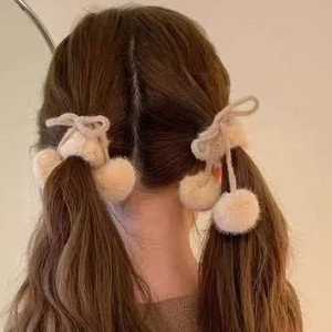 Nouvelle élastique à cheveux en peluche avec nœud papillon, élastique à cheveux très extensible pour femme, accessoires capillaires mignons - Product Image 4