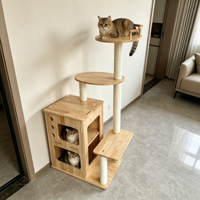 Meubles pour chats de luxe durables et écologiques en gros : Grande tour griffoir, condo, arbre à grimper et maison pour chats de grande taille avec base stable