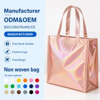 Sac fourre-tout personnalisé en aluminium avec logo, non tissé, laminé métallisé, imperméable, réutilisable, écologique, de luxe, pour le commerce de détail