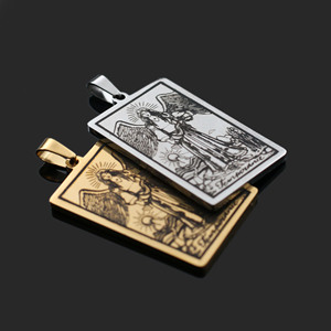 Popular Europeo Americano Vintage Acero inoxidable 22 piezas <span class=keywords><strong>Tarot</strong></span> colgante, 18K chapado al vacío titanio hombres collar suministros N30 - Product Image 4