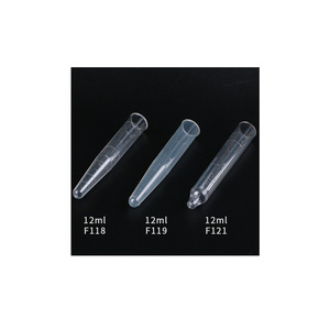 Tubes à essai en plastique 12 ml F118 F119 F121 à fond pointu et à fond rond, tubes d'échantillonnage transparents sans bouchon - Product Image 1
