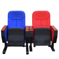 Chaise d'auditorium d'église avec tablette d'écriture Prezzo rouge bleu, chaise de salle de concert d'occasion à vendre, chaise de bureau de réunion, mobilier