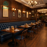 Ensemble de mobilier de restaurant personnalisé Ron Group, table carrée en bois massif, chaise rembourrée, banquette commerciale en cuir capitonnée