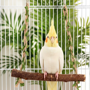 Parrot Forest Style Vine Leaf Swing Toy Natural Material Durable <b>Bird</b> Perch Cockatiel Toy - Product Image 1