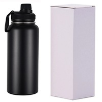 Gourde d'eau chic personnalisée en acier inoxydable à double paroi isolée sous vide, revêtement poudré, 32/64 oz, pour sport et voyage