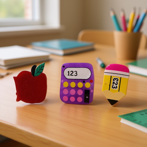 Zi School Pinces à cheveux en acrylique, calculatrice, crayon, design pomme, dessin animé pour femmes, rentrée scolaire - Product Image 2