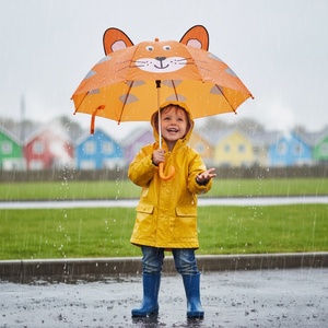 Paraguas Impermeable con Diseño de Tigre de Dibujos Animados, con Orejas Elevables, para Niños, Control Manual, Seguro para Niños, Diseño Bonito, Regreso a Clases, Poliéster - Product Image 1