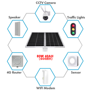 Kit d'alimentation solaire 80W avec grands panneaux 40AH 444Wh DC12V UPS pour caméra Hikvision Dahua <span class=keywords><strong>Uniview</strong></span> 4G Wifi, routeur 4G, commutateur Wifi - Product Image 6