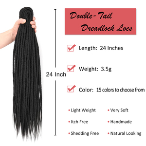 Estensioni Dreadlock a Doppia Estremità da 24 Pollici, Morbide Estensioni Dreadlock Fatte a Mano Stile Reggae, Treccia Sintetica per Donne e Uomini - Product Image 2