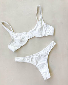 Ins Popular Eyelet Fabric <strong>Swimsuit</strong> Custom Built-in Supportive <strong>Underwire</strong> Swimwear Bikini for Women - Product Image 2