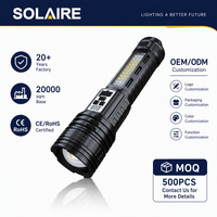 Linterna de Doble Luz OEM con Zoom, Recargable por USB C, 400LM, 500M, Banco de Energía 18650, Linterna de Rescate para Camping y Actividades al Aire Libre, con Logotipo Personalizado