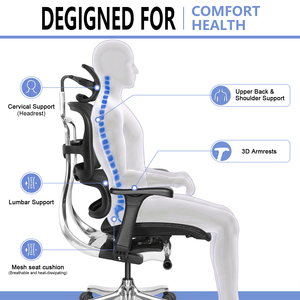 Chaises de bureau exécutives modernes, chaises ergonomiques en maille - Product Image 2