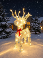 Ornement de renne coloré à une face, vierge et imprimable, pour pendentif d'arbre de Noël, décoration de maison, fenêtre, fête de fin d'année, cadeau