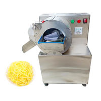 Commerciële roestvrijstalen gemotoriseerde groente- en fruit snijmachine, verstelbare dikte, 750W vermogen, multifunctioneel, geschikt voor bananen